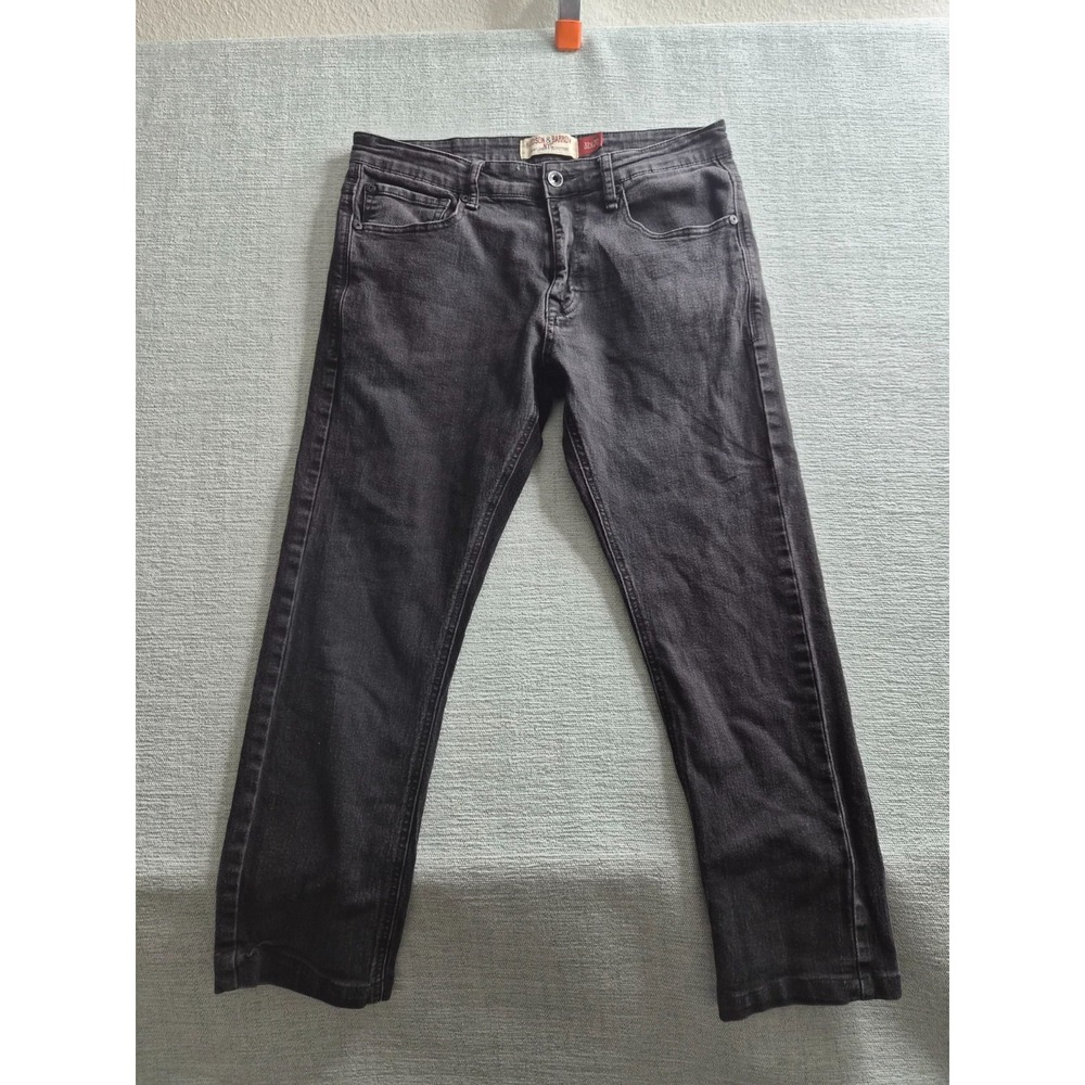 Hudson & Barrow NYC Jeans Mens 32x30 Black Denim Cotton Stretch Straight Leg